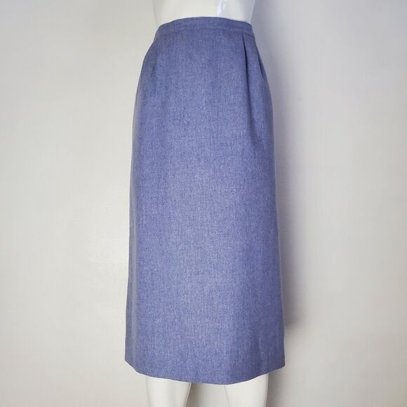 Vintage 80's Pendleton Periwinkle Wool Midi Skirt - Picture 1 of 7
